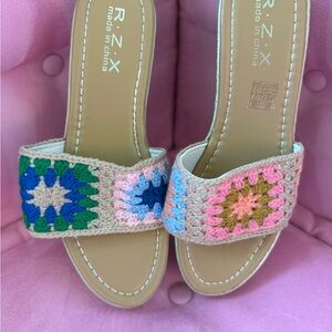 Colorful Crochet Slide Sandals